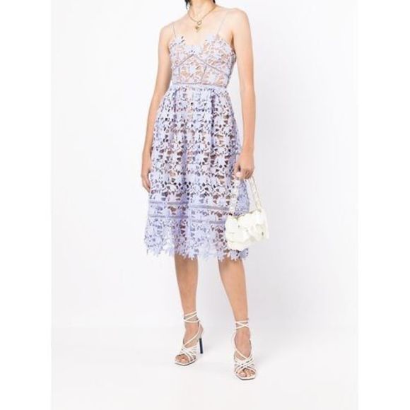 SELF-PORTRAIT Dresses & Skirts - SELF-PORTRAIT AZALEA LACE MIDI DRESS - PURPLE